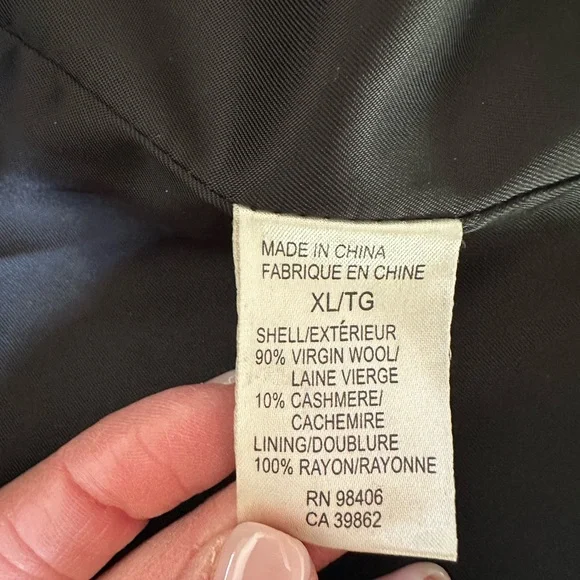 Men’s XL Charcoal Grey Theory Wool Cashmere Double Breastec Coat - Picture 11 of 11